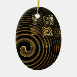 Cerâmica Ornamento Oval de Arte Abstrato de Hipnose