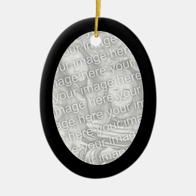 Cerâmica Ornamento Oval de Quadro Preto (Frente)
