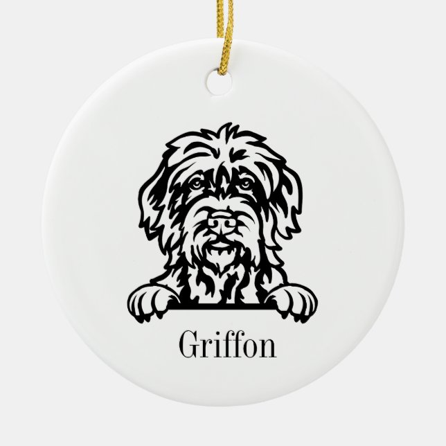 Cerâmica Ornamento para cães de Griffon com Ponta Wirehaire (Frente)