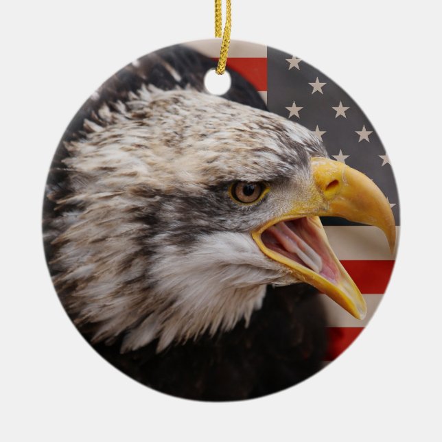 Cerâmica Ornamento patriótico de Eagle (Frente)