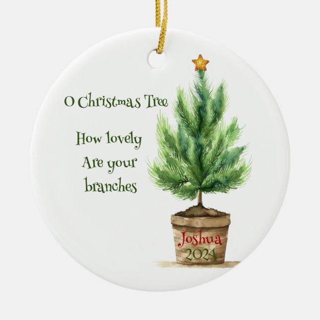 Cerâmica Ornamento Personalizado da Árvore de Natal (Frente)