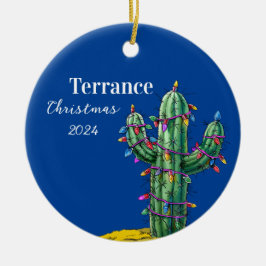 Cerâmica Ornamento Personalizado da Árvore de Natal Cactus
