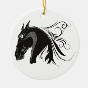 Cerâmica Ornamento personalizado da cabeça de cavalo preto