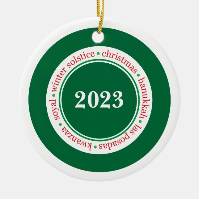 Cerâmica Ornamento Personalizado da Estação de Feriado (Frente)