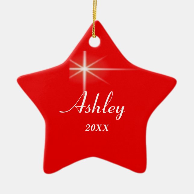 Cerâmica Ornamento Personalizado da Estrela de Natal (Frente)
