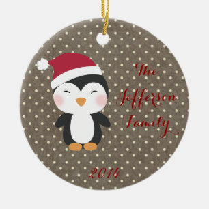 Cerâmica Ornamento Personalizado da Família Penguin de Nata