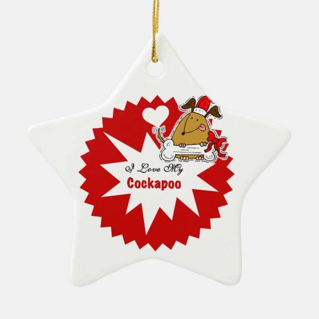 Cerâmica Ornamento personalizado da lembrança de Cockapoo (Frente)