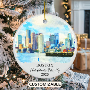 Cerâmica Ornamento Personalizado de Boston, Presente de Bos