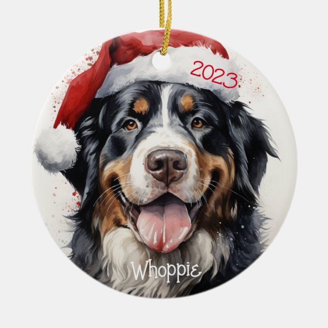Cerâmica Ornamento Personalizado de Cães de Montanha Bernês (Frente)