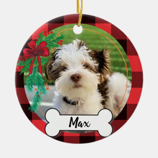 Cerâmica Ornamento personalizado de cães usando sua foto (Frente)
