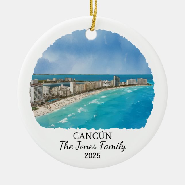 Cerâmica Ornamento Personalizado de Cancun, Presente no Méx (Frente)