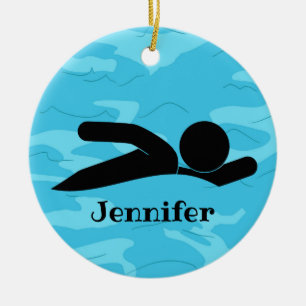 Cerâmica Ornamento personalizado de Design de Natação de