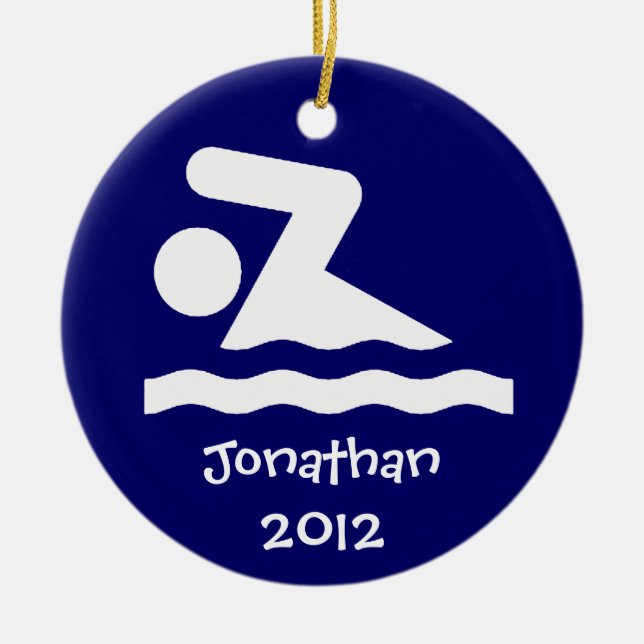 Cerâmica Ornamento personalizado de Design de Natação de  (Frente)