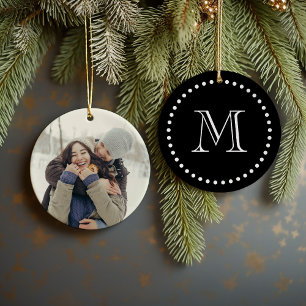 Cerâmica Ornamento Personalizado de Foto e Monograma