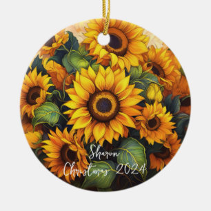 Cerâmica Ornamento Personalizado de Girassóis
