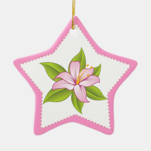 Cerâmica ornamento personalizado de lírio cor-de-rosa Starg