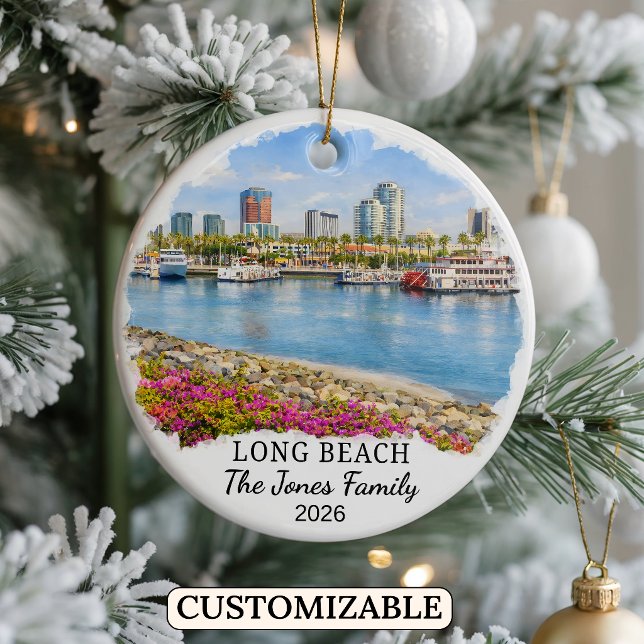 Cerâmica Ornamento Personalizado de Long Beach Califórnia C (Criador carregado)