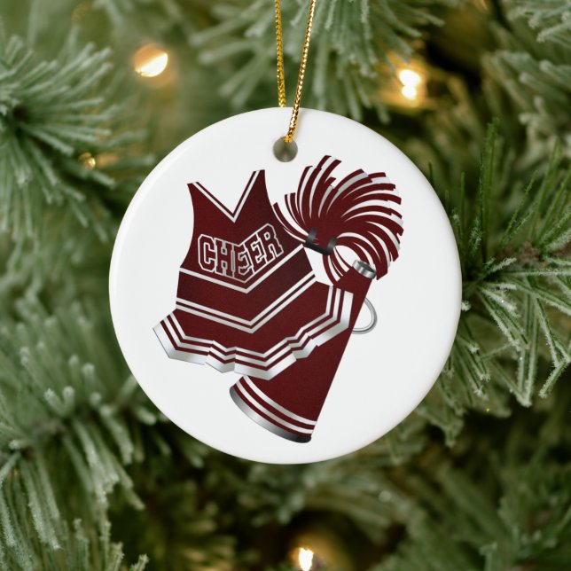 Cerâmica Ornamento Personalizado de Maroon e Cheerleader Br (Árvore)