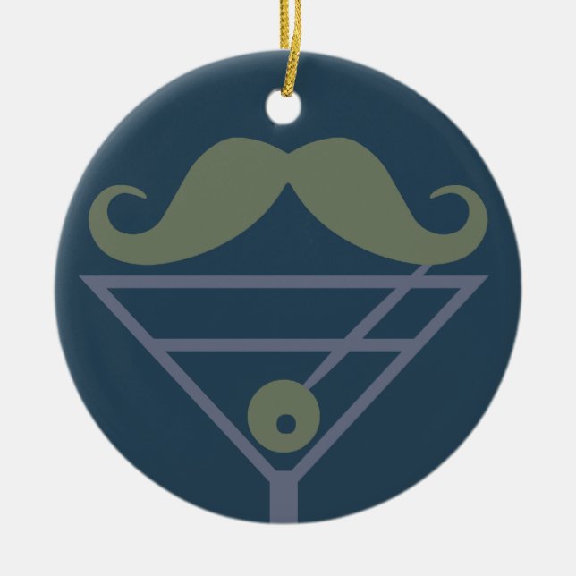 Cerâmica ornamento personalizado de Martini Mustache (Frente)