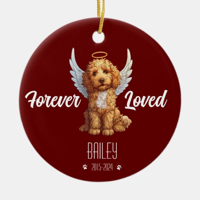Cerâmica Ornamento Personalizado de Memória de Goldendoodle (Frente)