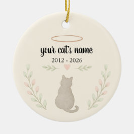 Cerâmica Ornamento Personalizado de Memorial de Gato – Nome