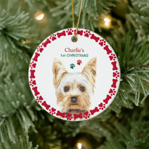 Cerâmica Ornamento Personalizado de Natal com Aquarela de Y