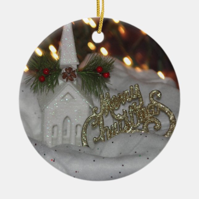 Cerâmica Ornamento Personalizado de Natal da Igreja Russa (Frente)