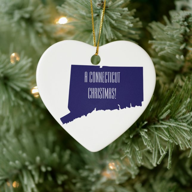 Cerâmica Ornamento Personalizado de Natal do Connecticut (Árvore)