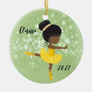 Cerâmica Ornamento Personalizado de Negra Menina Ballerina
