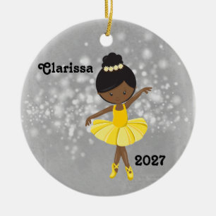 Cerâmica Ornamento Personalizado de Negra Menina Ballerina