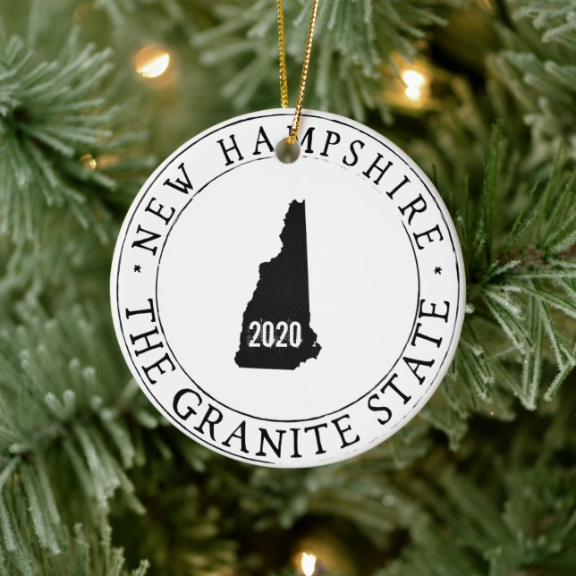 Cerâmica Ornamento Personalizado de New Hampshire (Árvore)