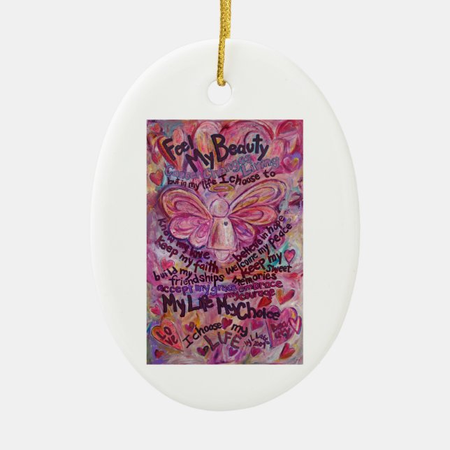 Cerâmica Ornamento Personalizado de Ofertas de Poema do Anj (Frente)