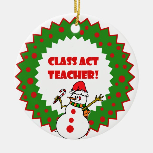 Cerâmica Ornamento Personalizado de Professores Snowman (Frente)