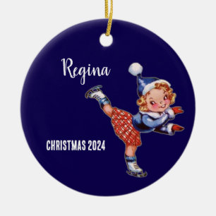 Cerâmica Ornamento Personalizado De Rapariga De Pé De Gelo