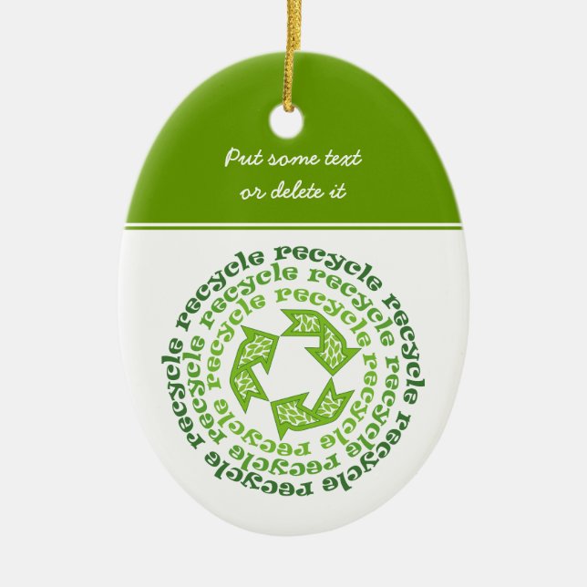 Cerâmica ornamento personalizado de sinal de reciclar (Frente)