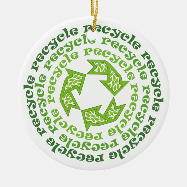 Cerâmica ornamento personalizado de sinal de reciclar (Frente)