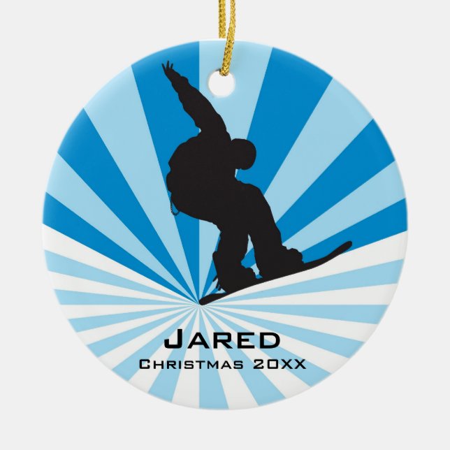 Cerâmica Ornamento Personalizado de Snowboard (Frente)