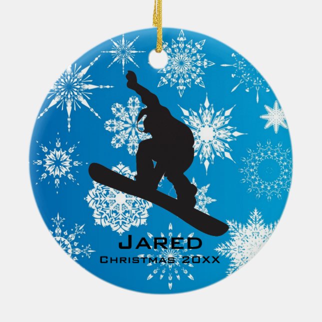 Cerâmica Ornamento Personalizado de Snowboard (Traseira)