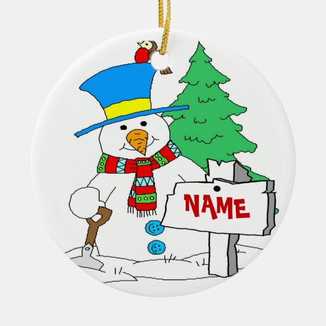 Cerâmica Ornamento Personalizado de Snowman (Frente)