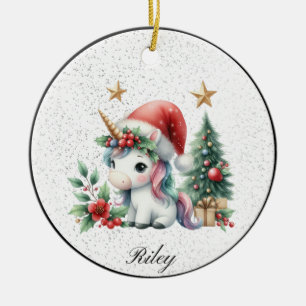Cerâmica Ornamento Personalizado de Unicórnio de Natal