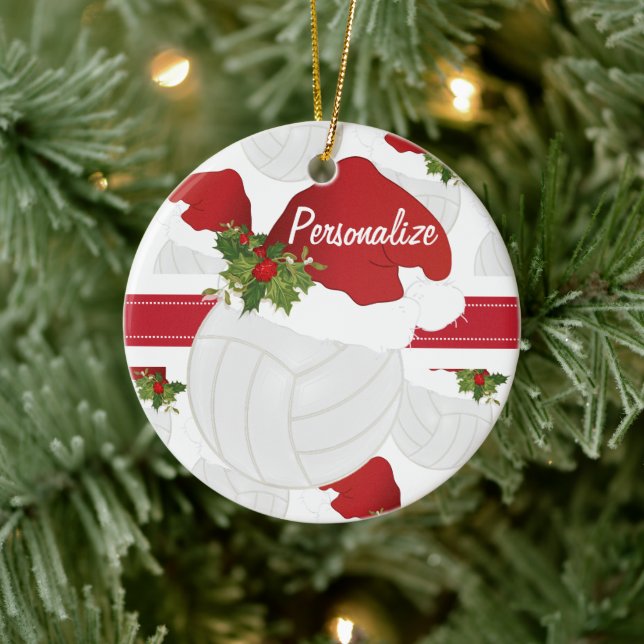 Cerâmica Ornamento Personalizado de Voleibol de Natal (Árvore)