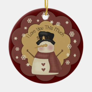 Cerâmica Ornamento personalizado do amor do boneco de neve