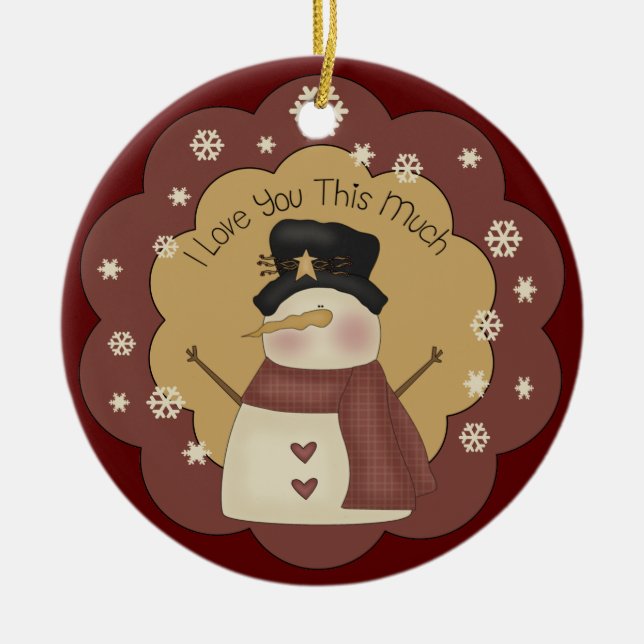 Cerâmica Ornamento personalizado do amor do boneco de neve (Frente)