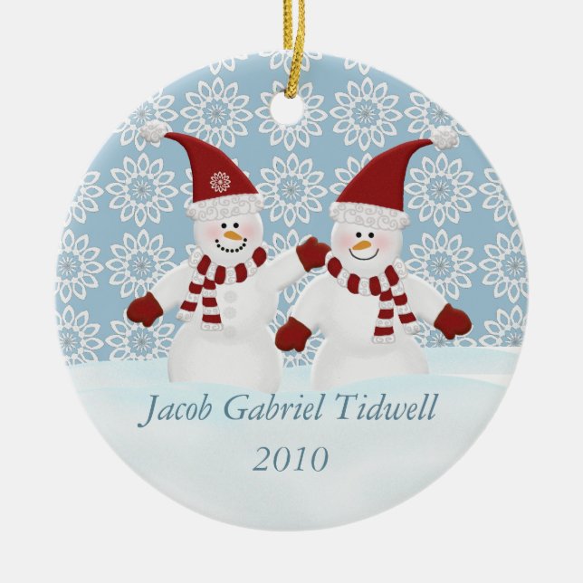 Cerâmica Ornamento personalizado do boneco de neve (Frente)