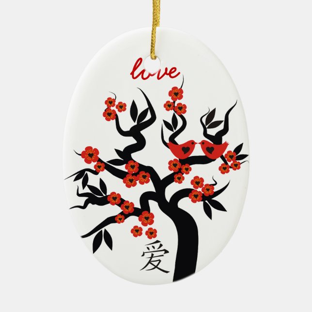 Cerâmica Ornamento personalizado do símbolo de amor chinês  (Frente)