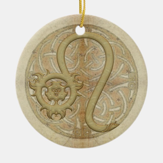 Cerâmica Ornamento personalizado sinal da estrela de Leo (Frente)