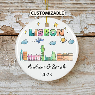 Cerâmica Ornamento Personalizado Skyline de Lisboa, Portuga
