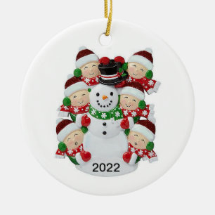 Cerâmica ornamento personalizável de boneco de neve de 6 pe