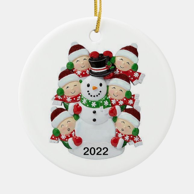 Cerâmica ornamento personalizável de boneco de neve de 6 pe (Frente)