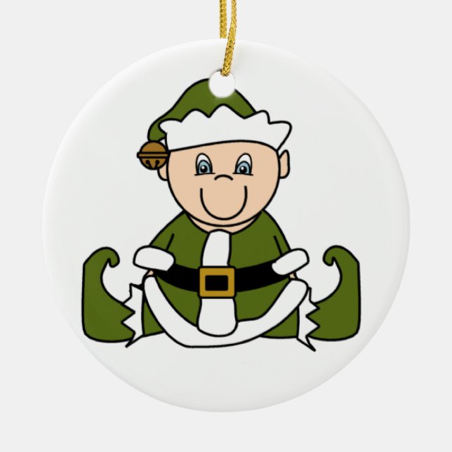 Cerâmica Ornamento Personalizável De Elf De Bebê Branco (Frente)